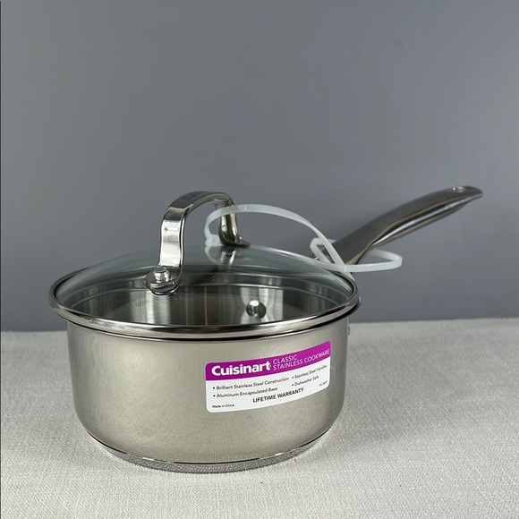 Cuisinart 1 Qt Sauce Pan Glass Lid Stainless Steel Chefs Classic #7719-14PP NEW - Picture 1 of 9